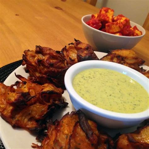 Baked onion bhajis with yoghurt and mint dipping sauce | The Glasgow Scullery | Baked onions ...