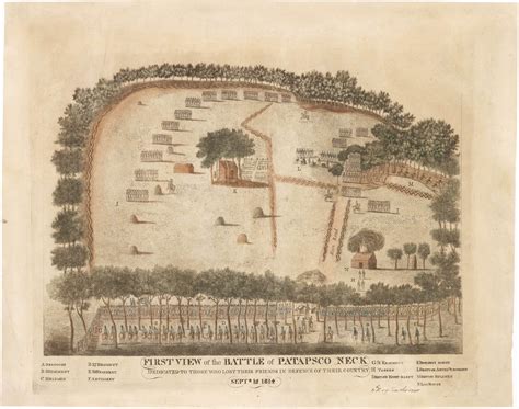 A contemporary American view of the Battle of North Point, which saved Baltimore from British ...