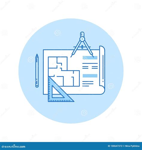 Architectural Design Icon in Lineart Style Stock Vector - Illustration of blueprint, project ...