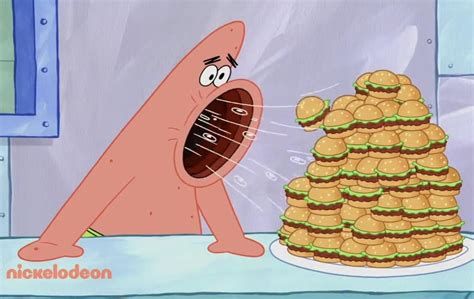 Patrick eating Krabby Patties template : MemeTemplatesOfficial