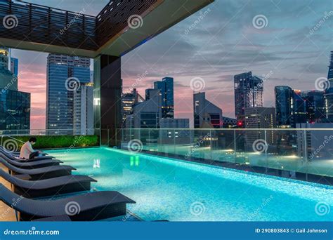 Hotel Swimming Pool editorial stock photo. Image of singapore - 290803843