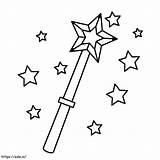 Magic Wand And Star coloring Page sketch template
