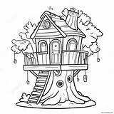 Whimsical Tree House Coloring Page 15911 12557 sketch template
