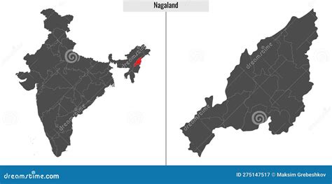 Map of Nagaland State of India Stock Vector - Illustration of ...