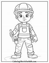 Construction Worker Coloring Page Free Printable sketch template