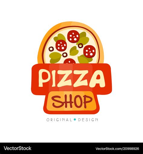 Pizza shop logo design template label of Vector Image