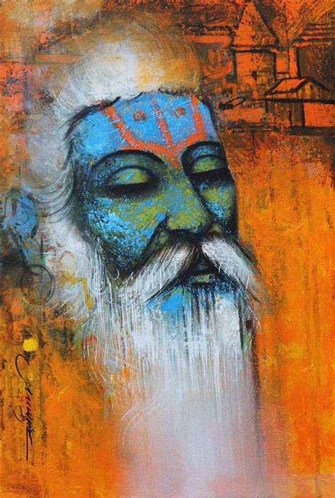 Buy Mystic Sadhu Painting with Acrylic on Canvas by Somnath Bothe ...