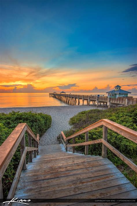 Juno Beach Pier Sunrise from Stairs | Royal Stock Photo