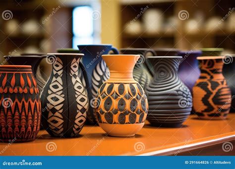 Handmade Pottery, Each with a Different Pattern Stock Photo - Image of handcrafted, collection ...