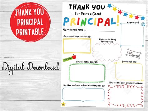 Thank You Principal Printable Principal Appreciation | Etsy