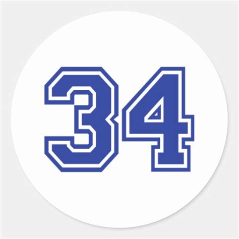 34 - number classic round sticker | Zazzle