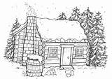 Log Cabin Coloring Pages sketch template