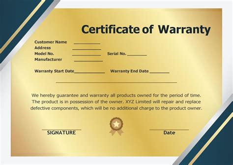 1 Year Warranty Certificate (FREE Word - PDF Download)