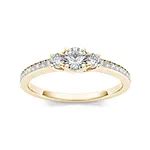 1/2 CT.T.W. Natural Diamond 14K Yellow Gold 3-Stone Engagement Ring ...