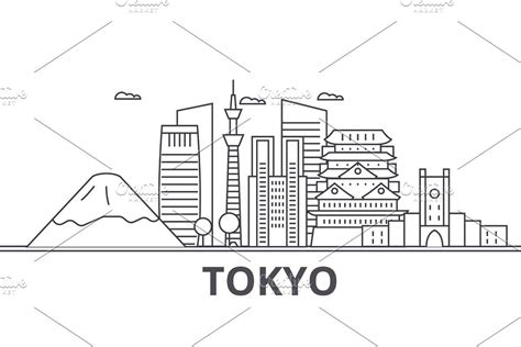 tokyo city skyline line art drawing