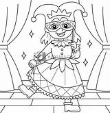 Mardi Gras Jester Girl Coloring Page For Kids By Abbydesign Vectors  sketch template