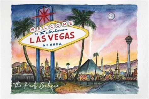 Las Vegas | Watercolour Prints | Wall Art | The Prints Boutique