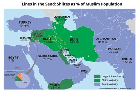 A helpful map of the Shia Sunni divide in the Middle East. : geopolitics