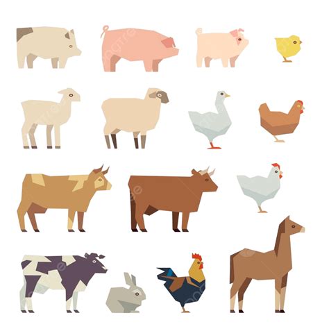 Farm Flat Vector Hd Images, Farm Animals Vector Flat Icons, Design ...