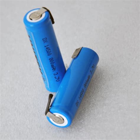 2pcs 3.7v 14500 rechargeable li ion battery 800mah AA lithium ion cell ...