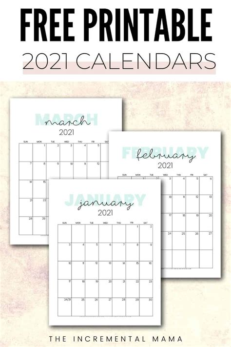 Cute 2021 Printable Calendar (12 Free Printables)