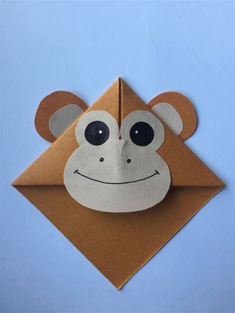 Cute animal corner bookmark fun activity for kids, cute gift idea _ Monkey | Cute origami ...