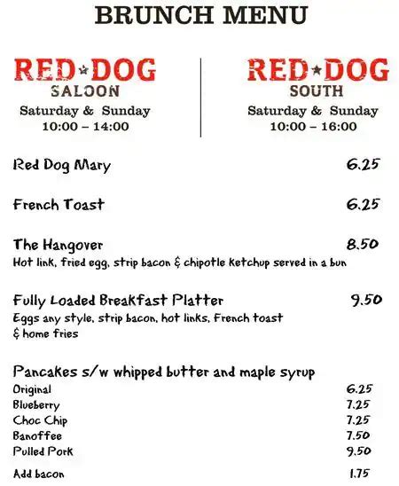 Red Dog Saloon Menu, Menu for Red Dog Saloon, Hoxton, London - Zomato UK