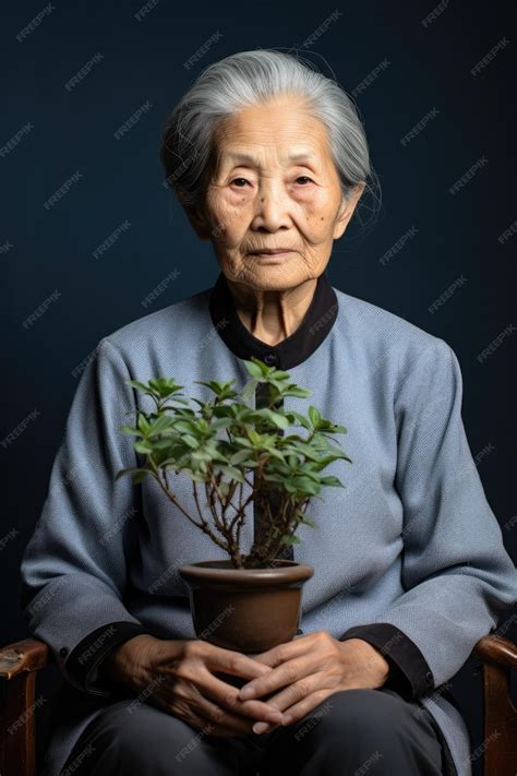 Premium AI Image | Elderly chinese woman full body in a minimalist ...