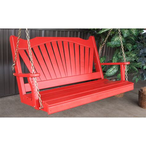 A & L Furniture Yellow Pine Fanback Porch Swing | from hayneedle.com Porch Area, Back Porch ...