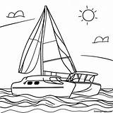 Colorful Catamaran In The Ocean Coloring Page  Pagescom sketch template