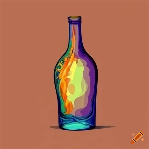 Poster of an art nouveau style glass bottle on Craiyon