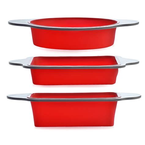 Boxiki Kitchen Silicone Baking Pans Set. 3 PCS Professional Silicone ...