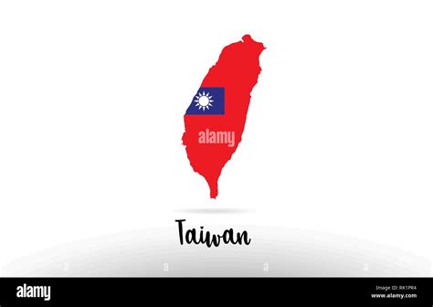 Taiwan country flag inside country border map design suitable for a ...