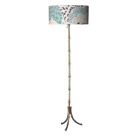 Mid-Century Modern Forge Brass Black Chintz French Floor lamp, 1970 For Sale at 1stDibs