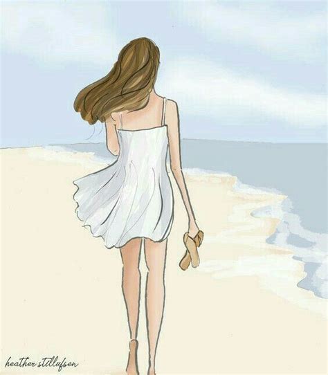 Walking along the Beach Blank | Beach sketches, Beach drawing, Beach drawings