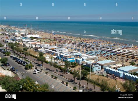 Beach at Riccione, Adriatic coast, Emilia-Romagna, Italy, Europe Stock ...