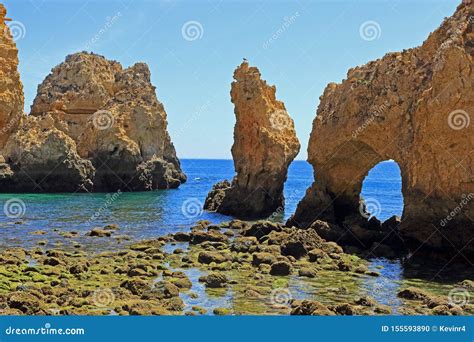 Coastal Rock Formations at the Ponta Da Piedade Headland in Lagos Stock ...