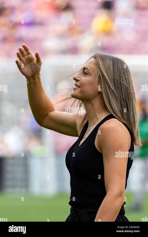 BARCELONA - AUG 29: Alexia Putellas celebrates the Women's Midfielder of the Year trophy prior ...