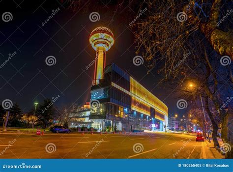 Atakule Tower with Atakule Shopping Mall in the Evening, Long Exposure ...