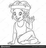 Página Para Colorear Con Chica Practicando Yoga Vector De stock Por  sketch template