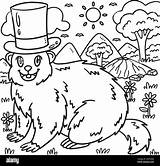 Groundhog With Top Hat Day Coloring Stock Vector Image & Art  sketch template