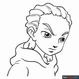 Riley Draw Freeman Boondocks Drawing Sketch Drawings Step Cartoon Pages  sketch template