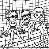 Girl Swimming Coloring Page sketch template
