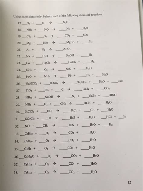 50 Examples Of Unbalanced Chemical Equations With Answers