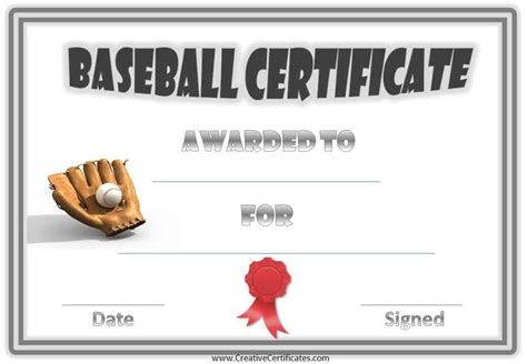 Free Editable Baseball Certificates - Customize Online & Print at Home