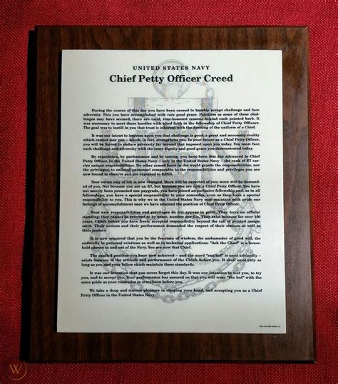 US NAVY CPO Creed Plaque - Marble on Wood - Handcrafted Studio Art ...