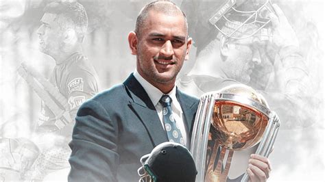 MS Dhoni With Cup Smiley Face Helmet Coat Suit Back Image HD Dhoni ...