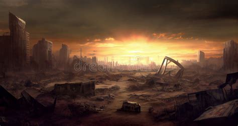 The Devastation of Earth: a Post-Apocalyptic Wasteland. Generative AI. Stock Photo - Image of ...