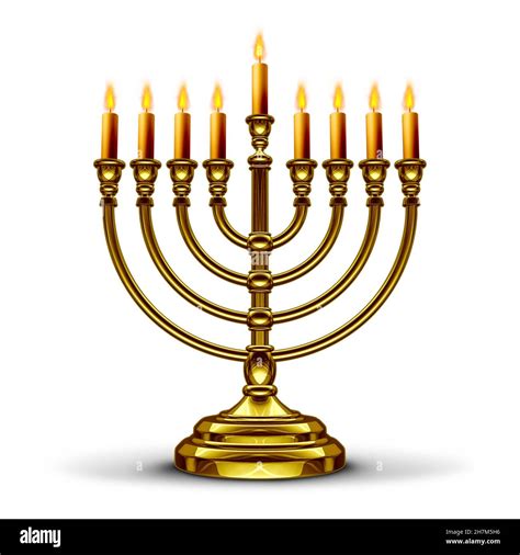 Hanukkah menorah symbol or Chanukah candlestick with lit candles as a ...