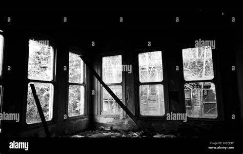 an old historic mansion house about to be demolished black and white background Stock Photo - Alamy